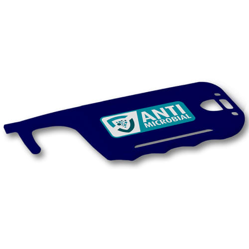 Custom branded ID Card Holder Hygiene Key in purple  with antimicrobial additive