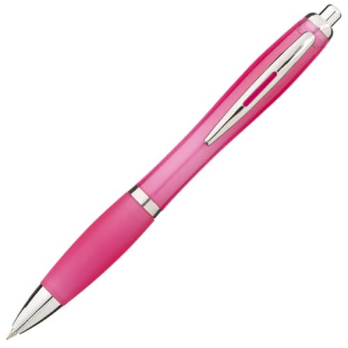 Nash Coloured Barrel Ballpens with Coloured Grip in Magenta/Magenta