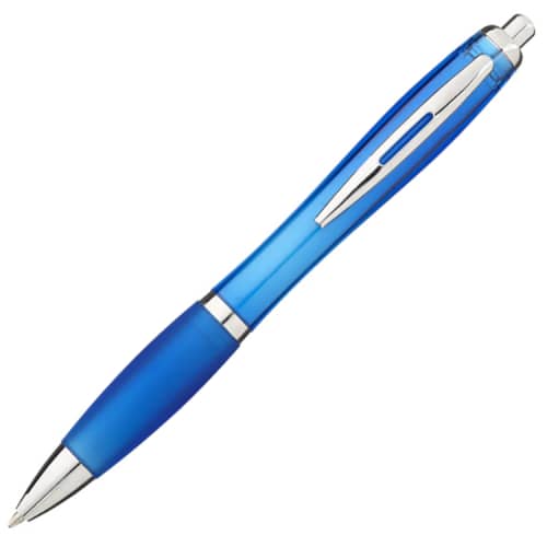 Nash Coloured Barrel Ballpens with Coloured Grip in Aqua Blue/Aqua Blue