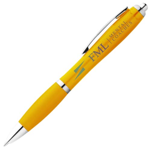 Nash Coloured Barrel Ballpens with Coloured Grip in Yellow/Yellow