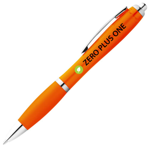 Nash Coloured Barrel Ballpens with Coloured Grip in Orange/Orange