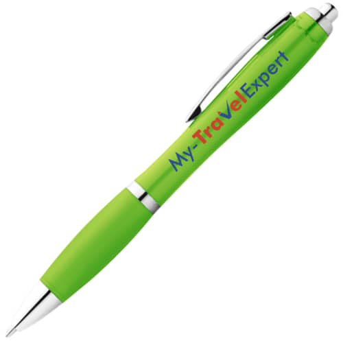 Nash Coloured Barrel Ballpens with Coloured Grip in Lime/Lime