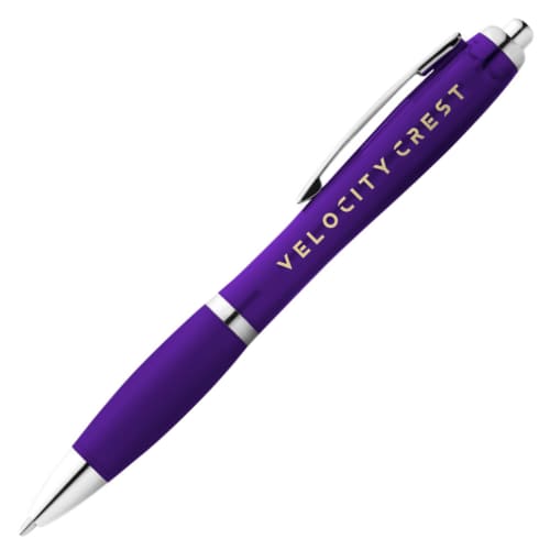 Nash Coloured Barrel Ballpens with Coloured Grip in Purple/Purple