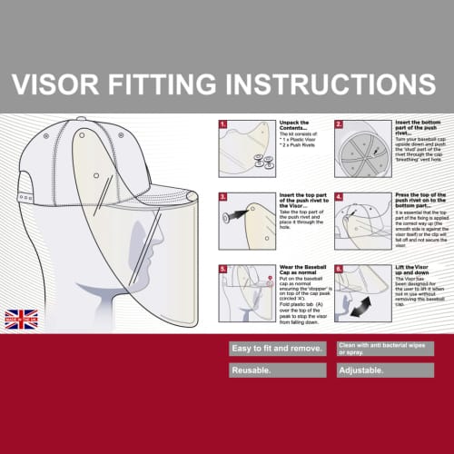 Fitting Instructions for Baseball Cap with Face Shield from Total Merchandise