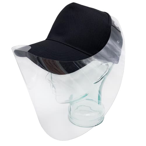 Branded Black Cap with Face Shield with your Company Logo from Total Merchandise