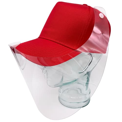 Custom Branded Red Baseball Cap with Face Shield with your Logo from Total Merchandise