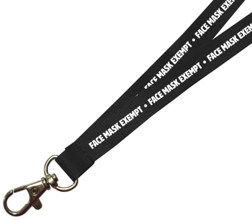 Custom Printed Face Mask Exempt Lanyards in Black from Total Merchandise