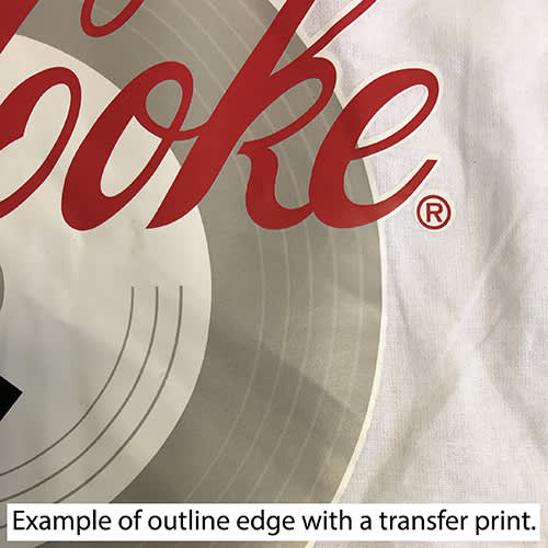 Example of an outline edge with a transfer print with Total Merchandise