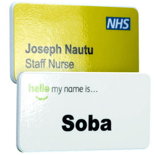 Promotional Eco-friendly Antimicrobial Name Badges in Gloss White from Total Merchandise