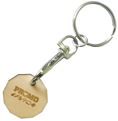 Promotional Wooden Trolley Coins Engraved with Your Logo from Total Merchandise