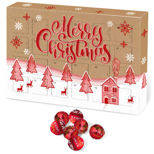 Custom Printed A5 Kraft Advent Calendars with Lindor Chocolates from Total Merchandise