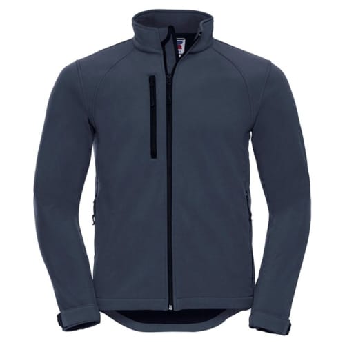 Logo Branded Men's Russell Soft Shell Jacket in French Navy from Total Merchandise