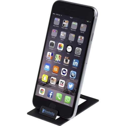 Promotional Credit Card Sized Phone Stands in Black from Total Merchandise