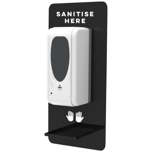 Customised Wall Mounted Hand Sanitiser Stations in Black with your Logo from Total Merchandise