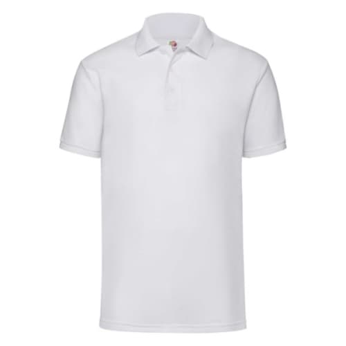 Branded White Fruit of the Loom Polo Shirts with Individual Names from Total Merchandise