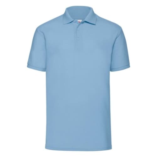 Branded Sky Blue Fruit of the Loom Polo Shirts with Individual Names from Total Merchandise