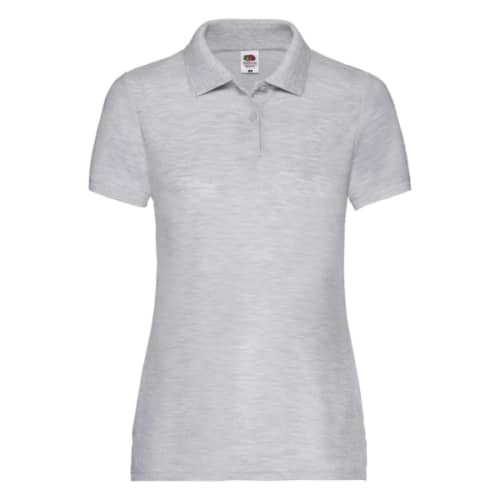 Individually Named Fruit of the Loom Lady Fit Polo Shirts in Heather Grey