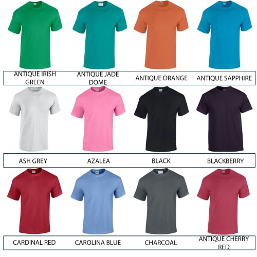 Colours for Printed Gildan Heavy Cotton T-Shirts with Individual Names from Total Merchandise