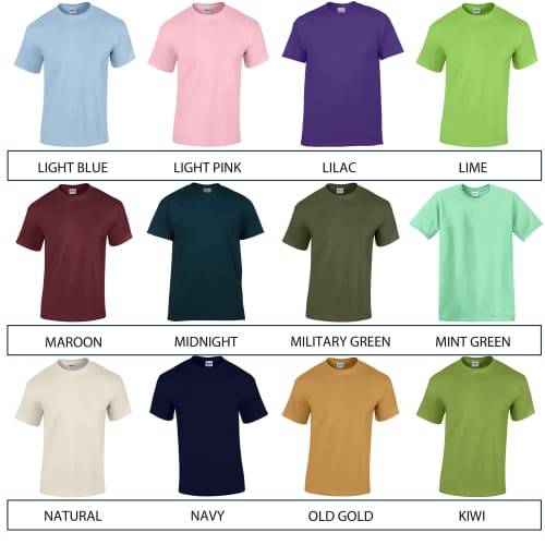 Colours for Promotional Gildan Heavy Cotton T-Shirts with Individual Names from Total Merchandise