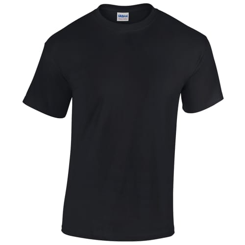 Black Branded Gildan Heavy Cotton T-Shirts Printed with Individual Names from Total Merchandise