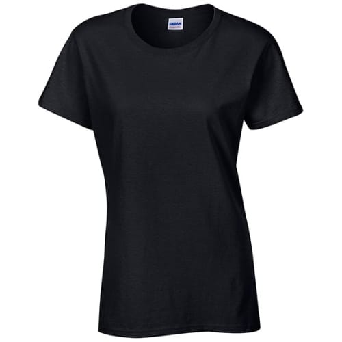 Black Gildan Ladies Heavy Cotton T-Shirts Printed with Individual Names from Total Merchandise