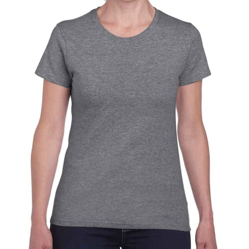 Individually Named Gildan Ladies Heavy Cotton T-Shirts in Graphite Heather