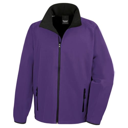 Custom printed Result Core Men's Printable Softshell Jacket in Purple/Black from Total Merchandise