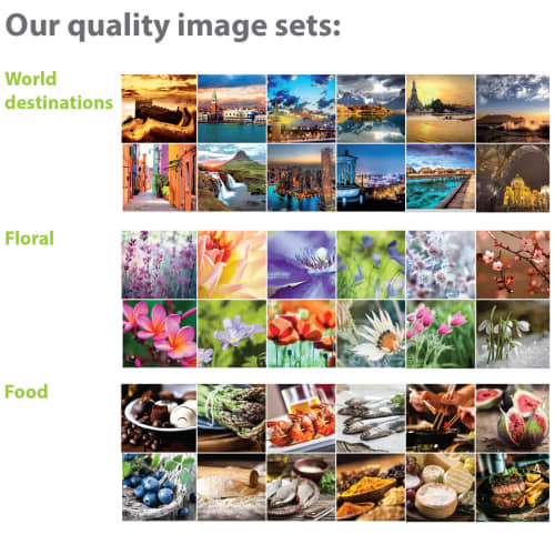 Floral, Food & World Destinations Images for Branded CD Case Calendars from Total Merchandise