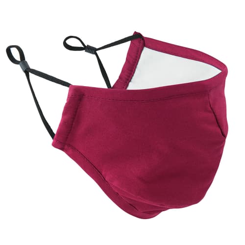 3 Layer Face Mask with adjustable toggles in burgundy available from Total Merchandise