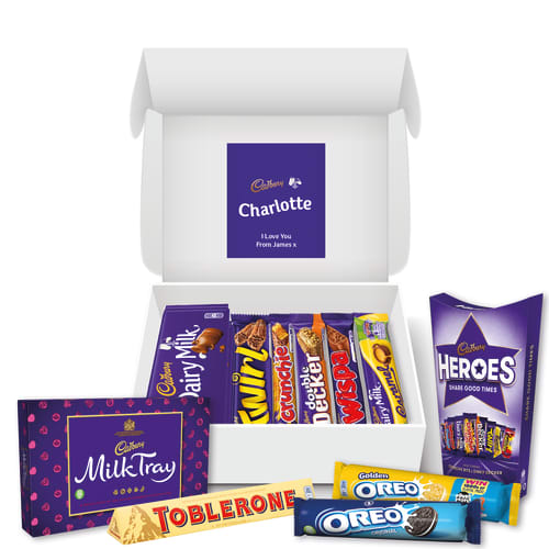 Branded Cadbury Chocolate Hampers Printed with your Company Name & Message from Total Merchandise