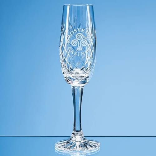 Logo branded 165ml Glencoe Lead Crystal Panel Champagne Flute with a design from Total Merchandise