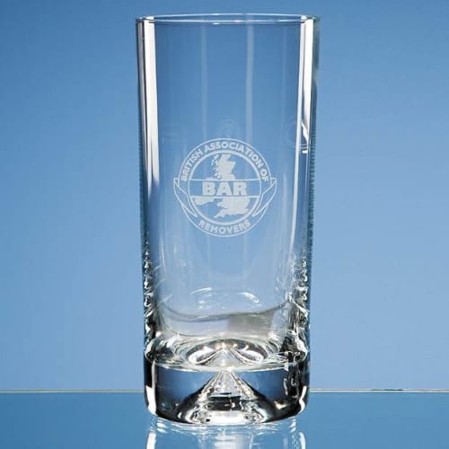 300ml Clear Dimple Base High Ball Glasses Engraved with your Logo from Total Merchandise