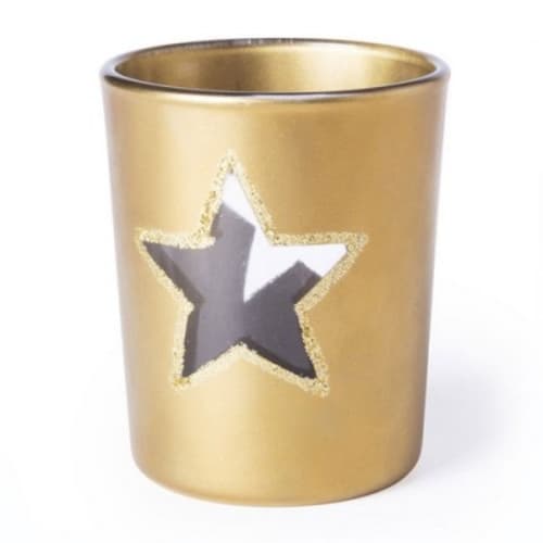 Branded Gold Christmas Candle with star design by Total Merchandise