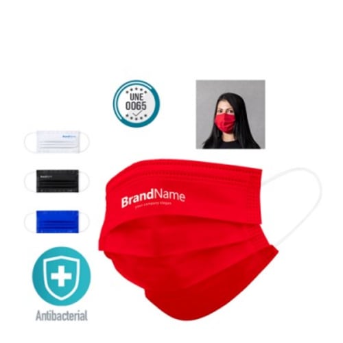 Branded Antibacterial Hygienic Mask in 4 colours with company logo by Total Merchandise