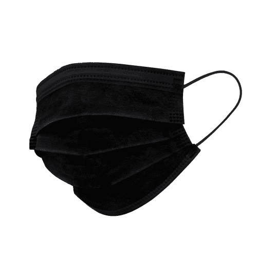 Promotional Black 3ply Disposable Mask with straps by Total Merchandise