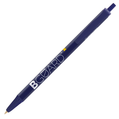 Promotional Clic Stic Antibacterial Ballpen in navy blue colour with branding by Total Merchandise