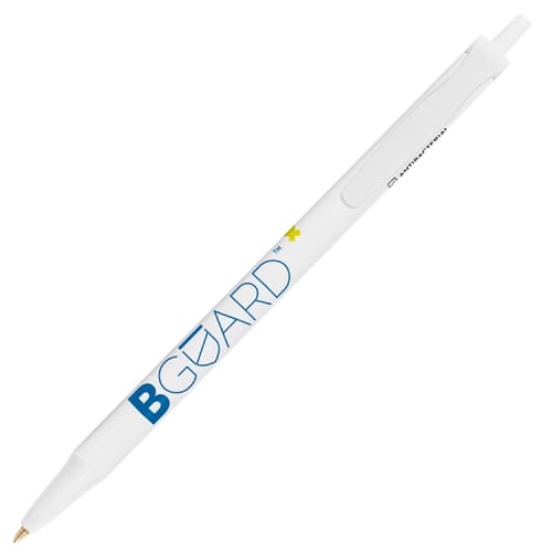 Branded Clic Stic Antibacterial Ballpen in white colour with printing by Total Merchandise