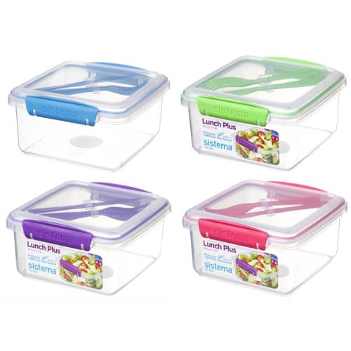 Custom Sistema Lunch Box with Cutlery in 4 lid colours by Total Merchandise