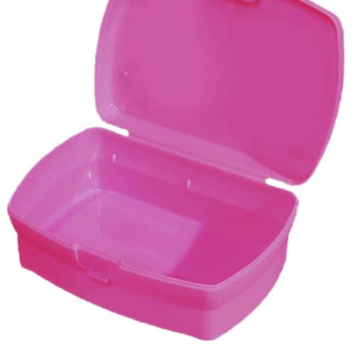 An open printed Lunch Box with Clip in pink colour and your company logo by Total Merchandise