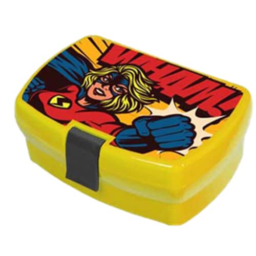 Custom printed Lunch Box With Clip in yellow with full colour branding on top by Total Merchandise