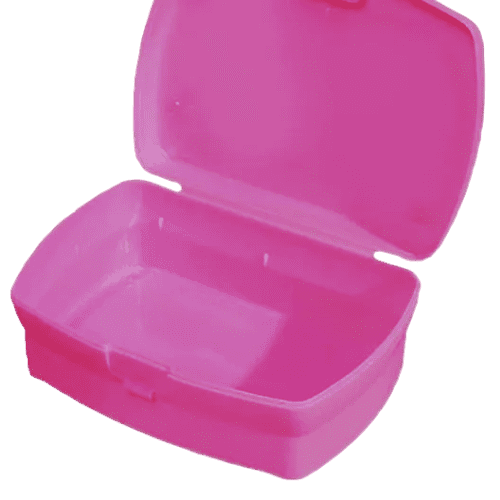 An open printed Lunch Box with Clip in pink colour and your company logo by Total Merchandise