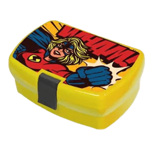 Custom printed Lunch Box With Clip in yellow with full colour branding on top by Total Merchandise
