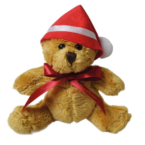 Promotional 5 Inch Robbie Teddy Bear with Christmas Hat and bow by Total Merchandise