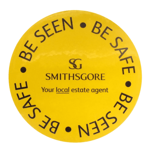 Promotional Reflective Stickers in yellow colour and round shape with your logo by Total Merchandise