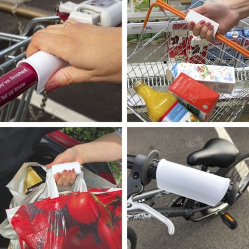 Antimicrobial Handle Guard Covers for use while shopping by Total Merchandise