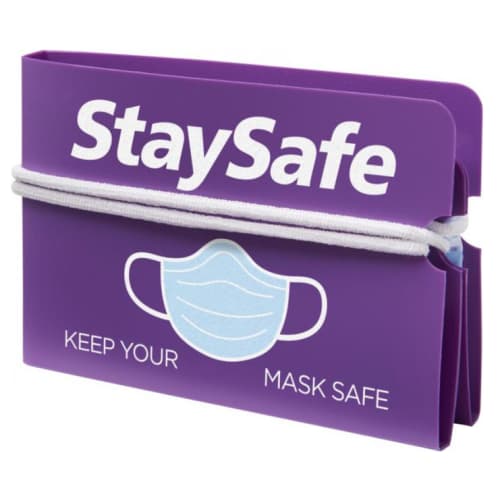 Printed Fold-up Face Mask Wallets in Purple Colour with Full Colour Branding by Total Merchandise