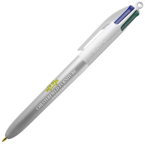 Promotional BiC Glacé Multi Colour Ink Pen in Silver Glacé/White with your logo from Total Merchandise