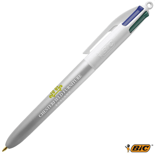 Promotional BiC Glacé Multi Colour Ink Pen in Silver Glacé/White with your logo from Total Merchandise