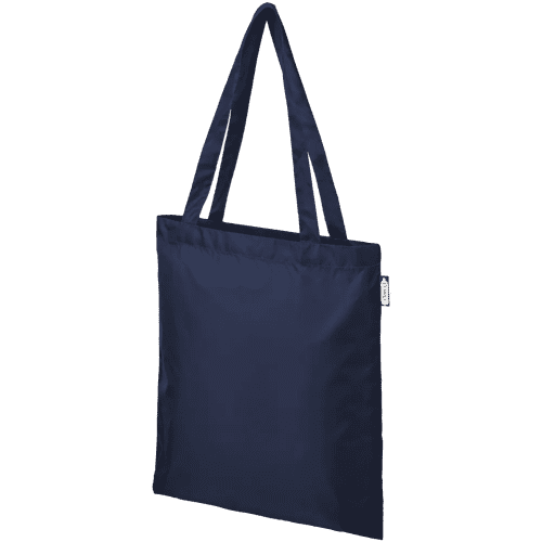 Printed rPET Tote Bags in navy colour with one colour print by Total Merchandise