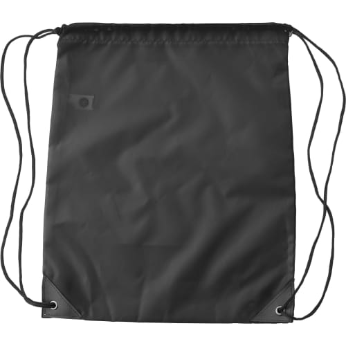 Branded rPET Drawstring Bag in black colour by Total Merchandise